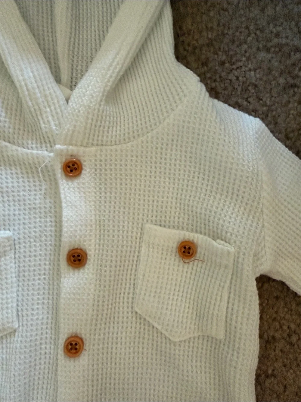 Kids Hooded Waffle Knit Onesie & Joggers Set - Cream - unknown size! I think 3-6